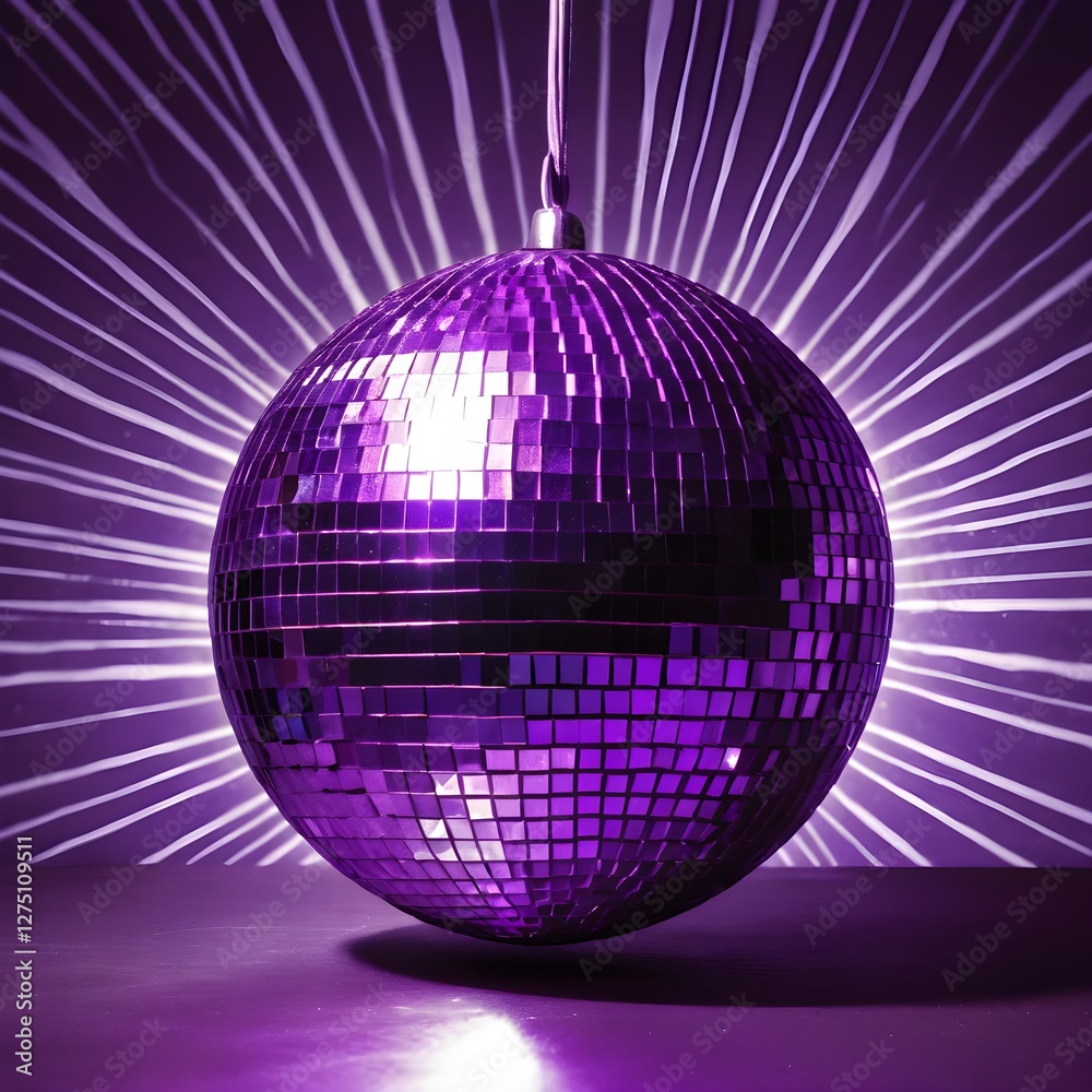 Fototapeta premium Purple Disco Ball with Light Rays