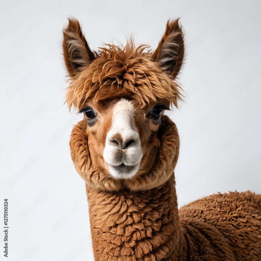 Obraz premium Close-up Portrait of a Brown Alpaca