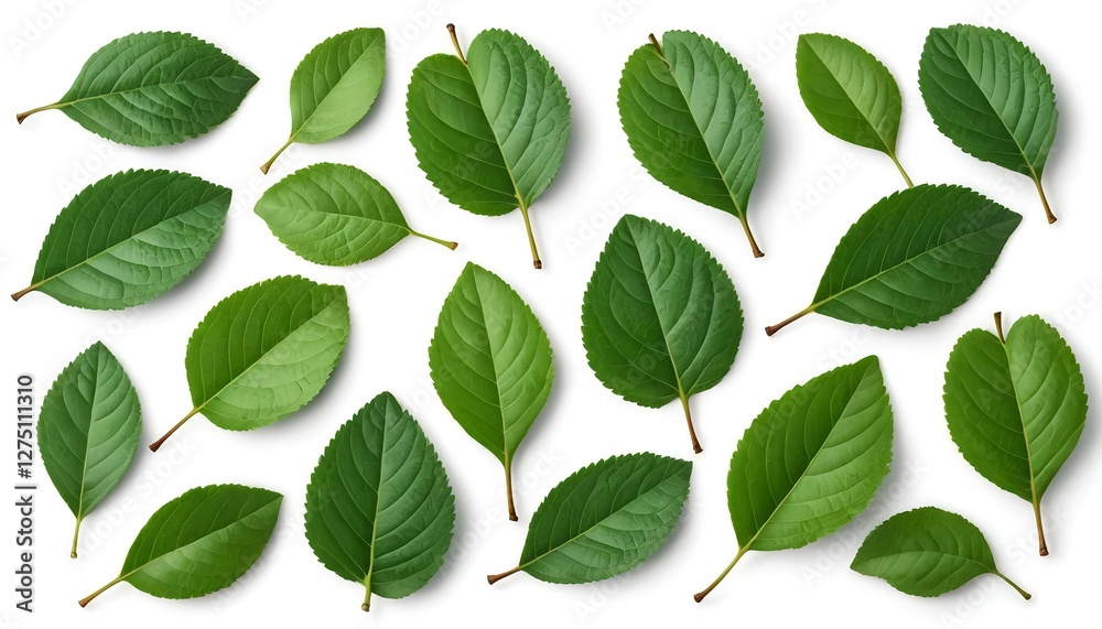 Green Leaves Collection, Isolated on White Green Leaves Collection, Isolated on White