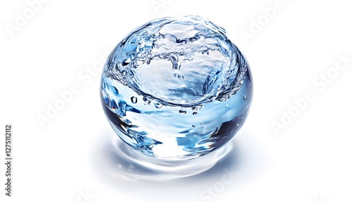 A captivating sphere showcases swirling water on a pristine surface