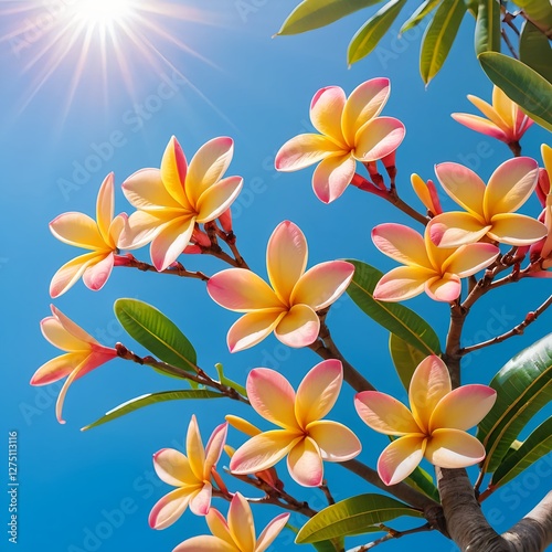 Plumeria Flowers in Bright Sunlight
