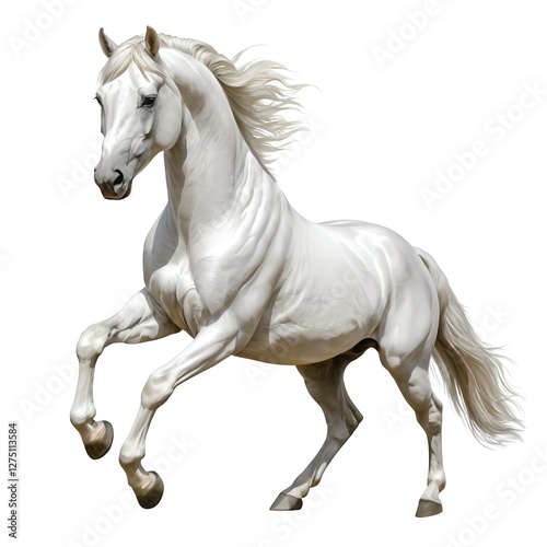 Majestic White Stallion in Motion