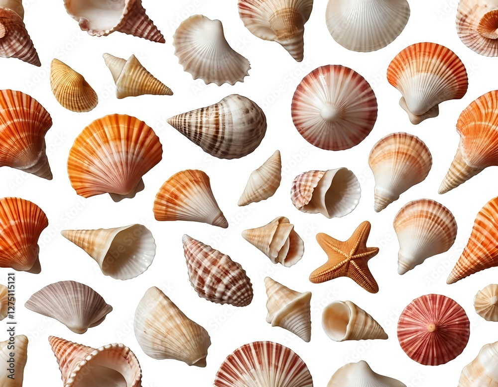 Seashells Collection on White Background Seashells Collection on White Background