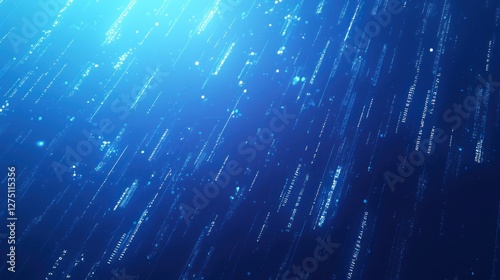 Abstract Digital Rain: Blue Data Stream