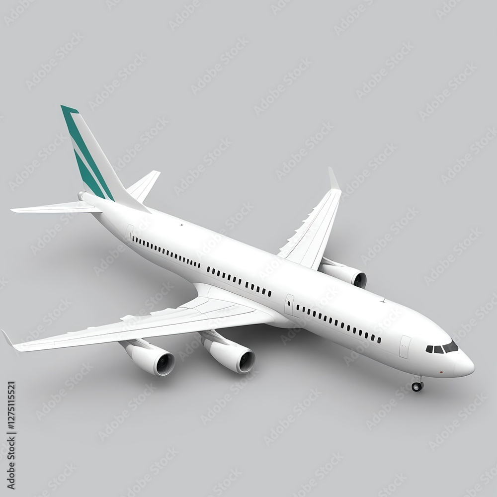 White Airplane Isolated on Grey Background White Airplane Isolated on Grey Background