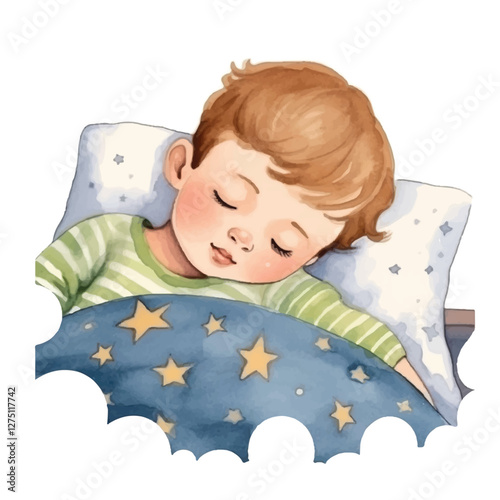 watercolors Cute baby sleeping illustration 