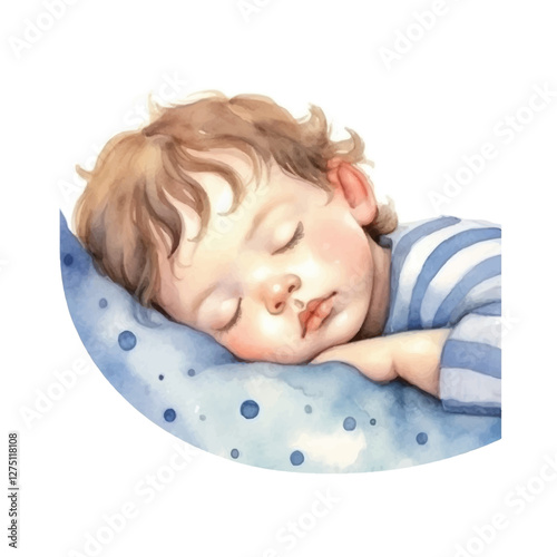 watercolors Cute baby sleeping illustration 