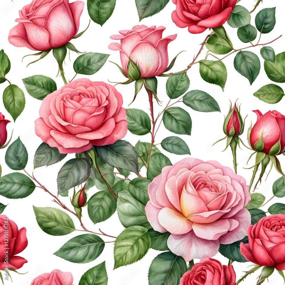 Fototapeta premium Seamless Pattern of Watercolor Roses
