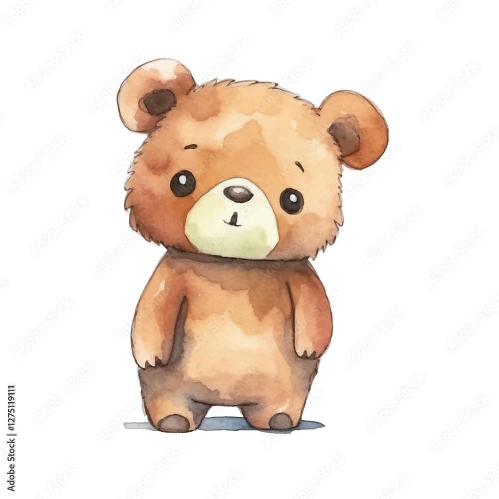 Naklejka premium watercolors Cute bear confused illustration 