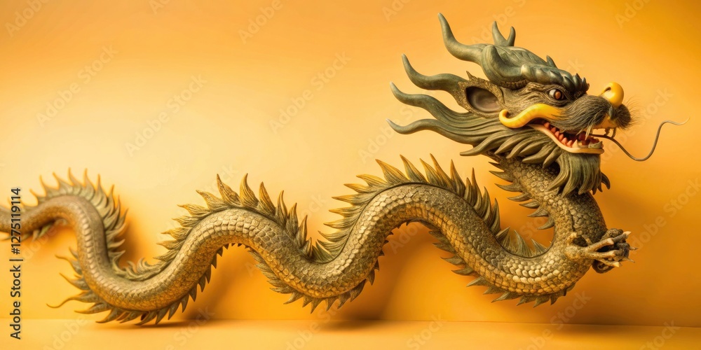 Obraz premium Color a majestic 2024 Chinese dragon: long-exposure contour art, a mystical Asian symbol coloring page.