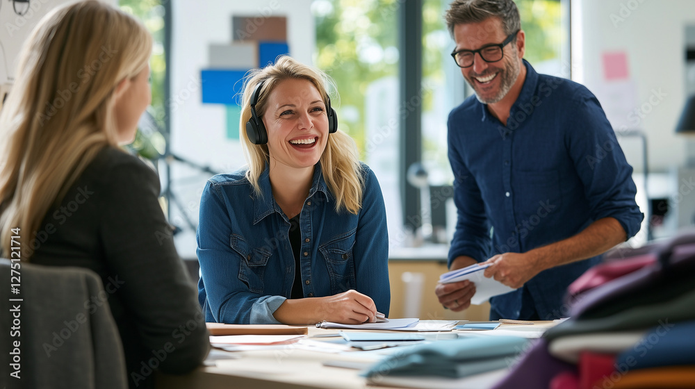 Fototapeta premium A cheerful group of professionals working in a modern office. 