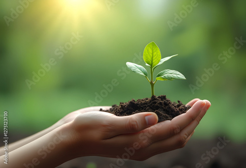 Wallpaper Mural A Plant in Hand: Nurturing Nature and Sustainable Growth Torontodigital.ca