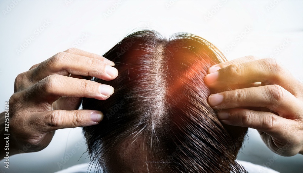 Obraz premium 頭皮を気にする男性