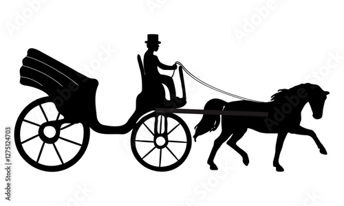 Luxury horse carriage vector silhouette 