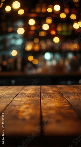 Rustic bar table top in dark ambiance