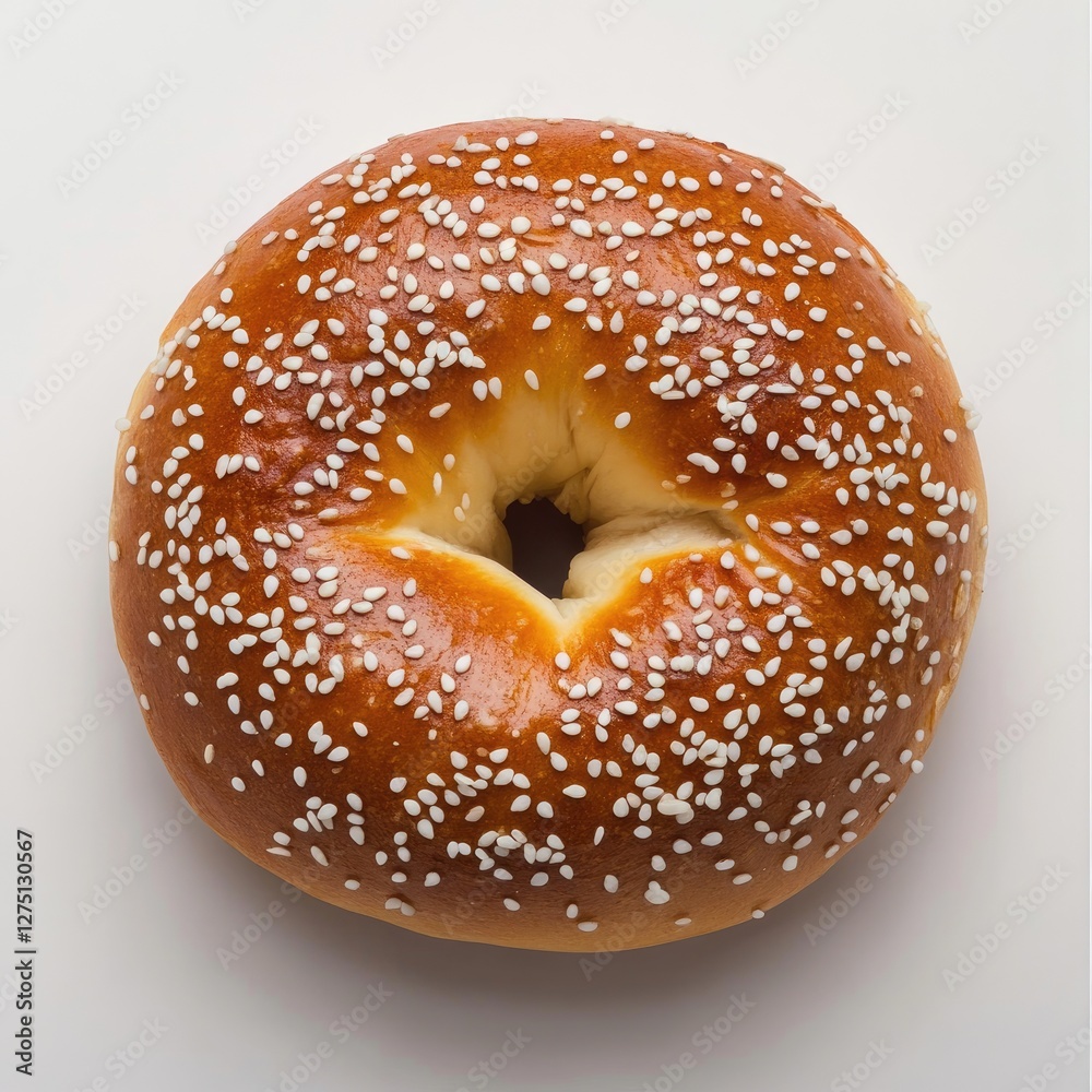 Sesame bagel, close-up, studio shot, plain background Sesame bagel, close-up, studio shot, plain background