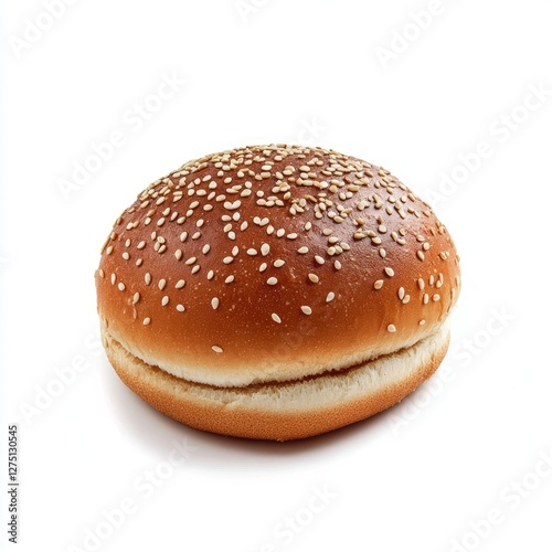 Sesame seed bun isolated on white background photo