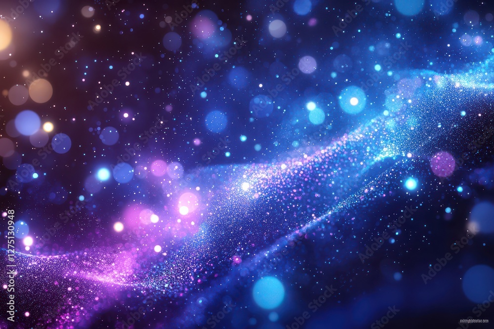 Obraz premium Colorful Abstract Cosmic Background with Bright Stars and Bokeh Patterns Evoking Dreamy and Mystical Feelings in a Galactic Scene