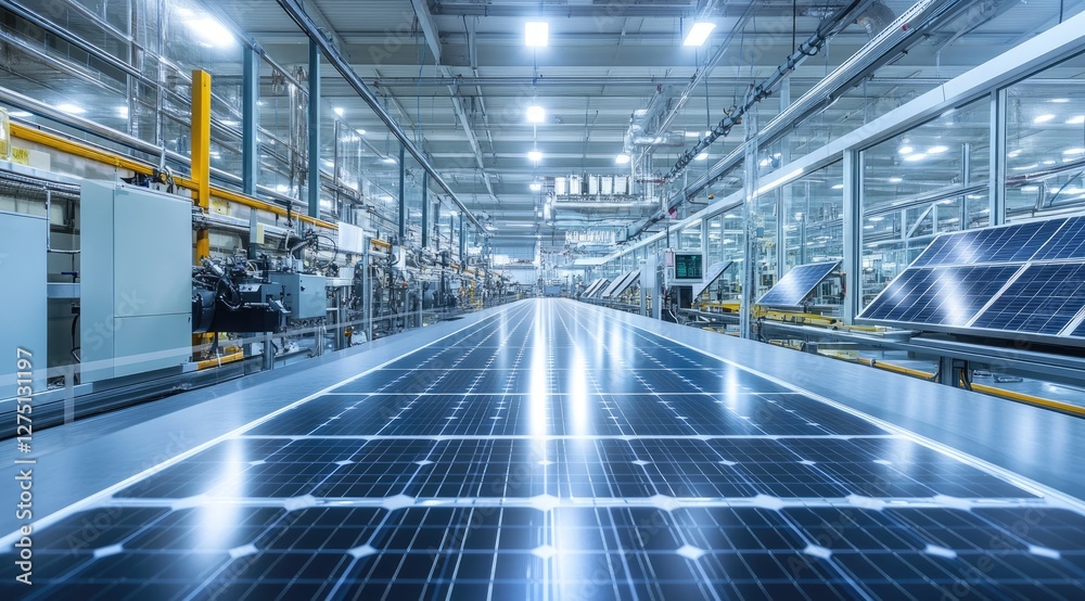 Solar Panel Manufacturing Line in Modern Factory Solar Panel Manufacturing Line in Modern Factory