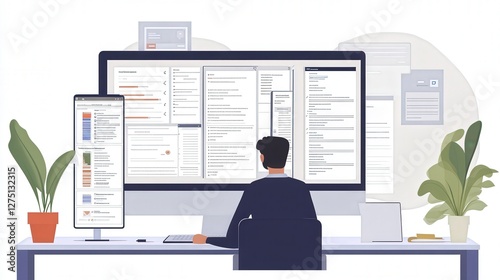 document management system interface with seamless file categorization and advanced search functions, ensuring quick access to important documents.