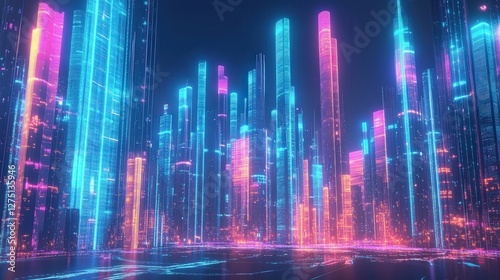 Wallpaper Mural graphs rising above, symbolizing rapid business growth and innovation. A handshake in the foreground represents strong communication. Torontodigital.ca