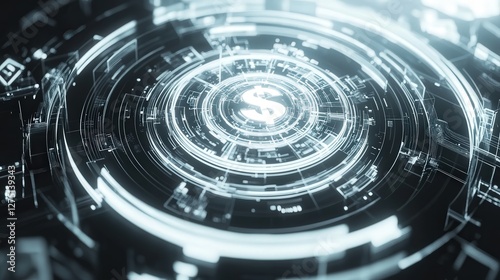 Wallpaper Mural money icon, surrounded by clean lines and digital effects, symbolizing innovation in global financial systems Torontodigital.ca