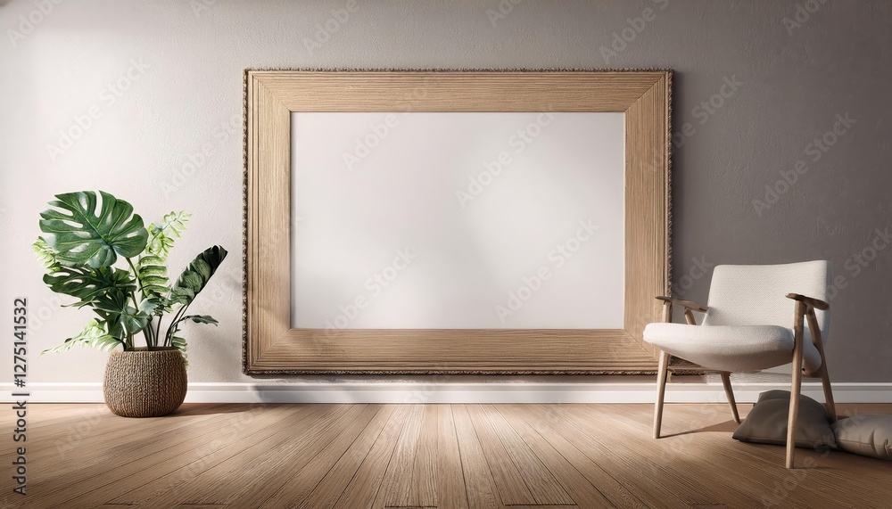 Stylish Modern Mockup Frame Embracing a Vibrant, Minimalistic Artwork Set Against a Cozy Scandinavian Room Backdrop with Rich Wood Tones and Soft Pastel Accents. Stylish Modern Mockup Frame Embracing a Vibrant, Minimalistic Artwork Set Against a Cozy Scandinavian Room Backdrop with Rich Wood Tones and Soft Pastel Accents.