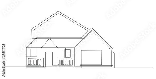 Abstract modern House City Skyline continuous one line art drawing illustration
