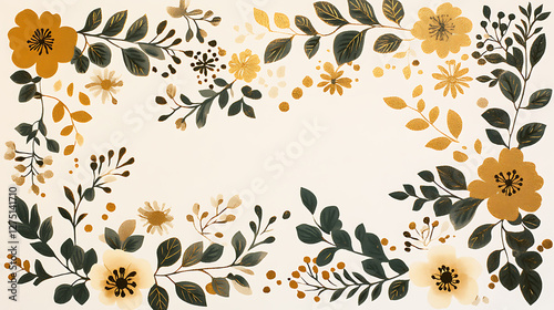 flowers and leaves in pictures illustrator2D. Generative AI Illustration