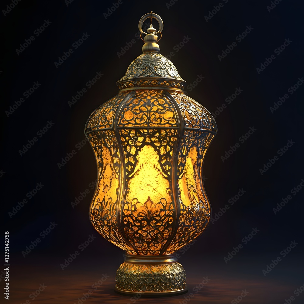 Intricate Lantern Illuminates Night, Golden Hues Shine Brightly Intricate Lantern Illuminates Night, Golden Hues Shine Brightly