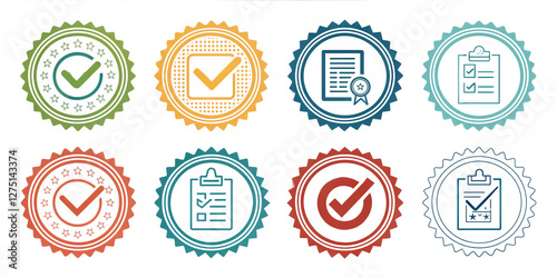 approved stamp sign icon logo outline cheklist vector design business, technology ,transparent , png