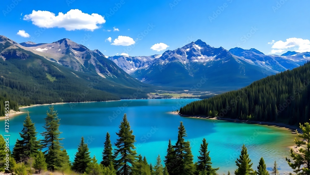 Fototapeta premium Stunning Alpine Lake Amidst the Wasatch Mountains, Salt Lake, Utah