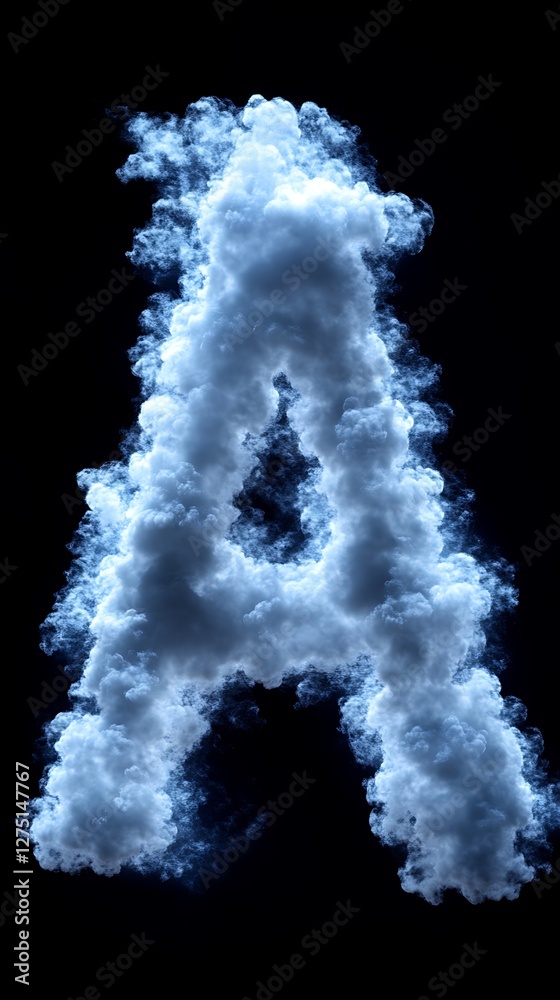 Cloud letter A, dark background, design element Cloud letter A, dark background, design element