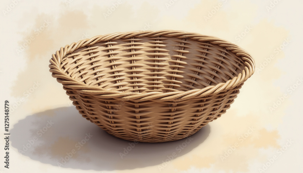 Obraz premium Traditional Shallow Woven Bowl Basket in Natural Fiber
