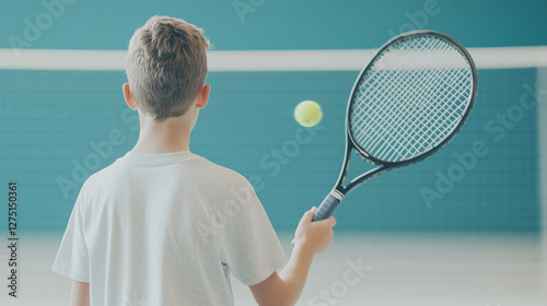 Tennis Time: A young boy, s...