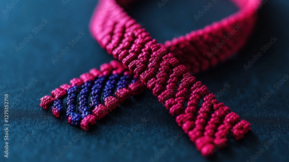 Fototapeta premium World Cancer Day concept. Intricately Woven Ribbon Symbolizing Connection and Unity