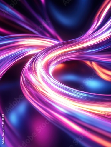 Vibrant neon light trails in motion: a futuristic abstract background