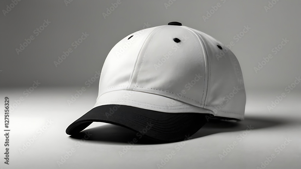 Fototapeta premium Isolated black baseball cap, a blank sport headwear object