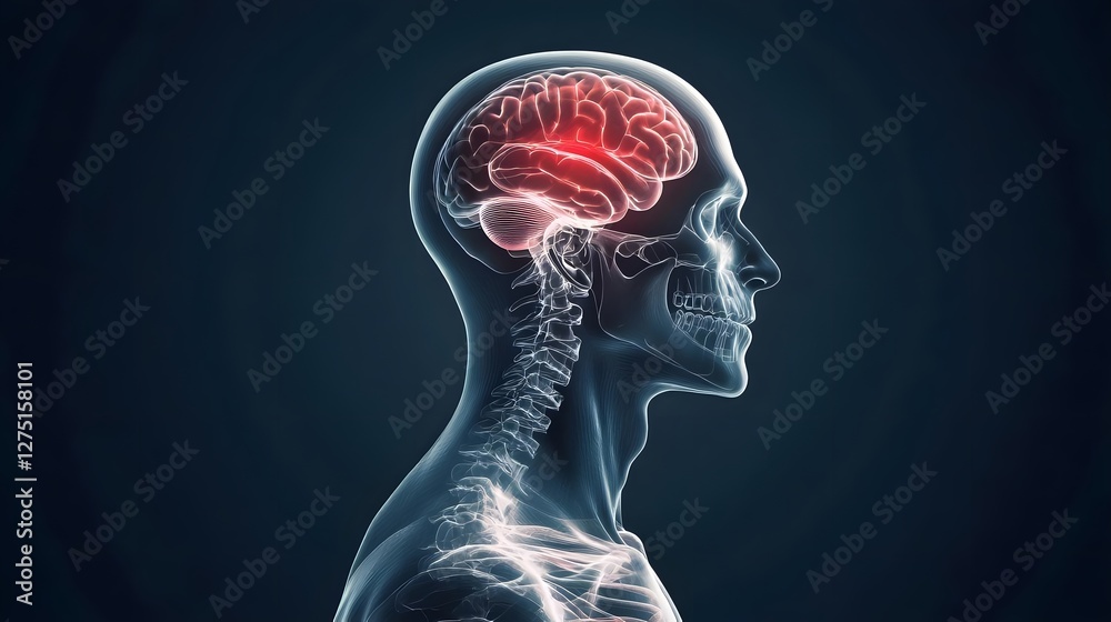 Detailed 3D Visualization of the Human Brain Showcasing Various Types of Headaches and Associated Neurological Conditions Detailed 3D Visualization of the Human Brain Showcasing Various Types of Headaches and Associated Neurological Conditions