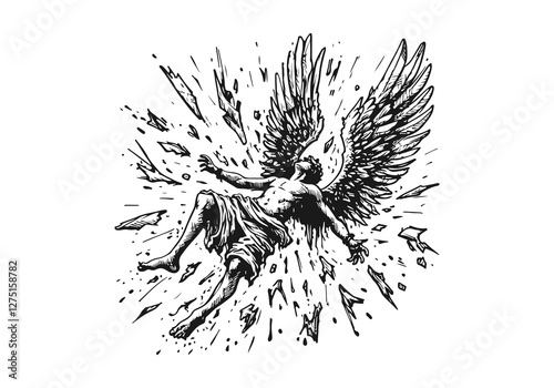 Icarus hand drawn sketch vector