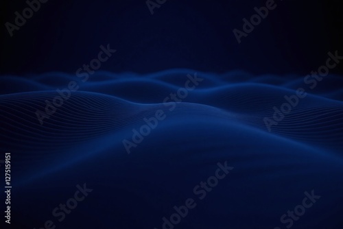 Wave like pattern of thin lines on dark blue background with depth feel