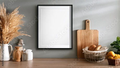 3D Rendered Scandinavian Kitchen Interior in a Modern Background A Fresh and Minimalist 3D Illusion Showcasing a Cozy Space, Perfect for Design Inspiration, Digital Art or Home Decor.