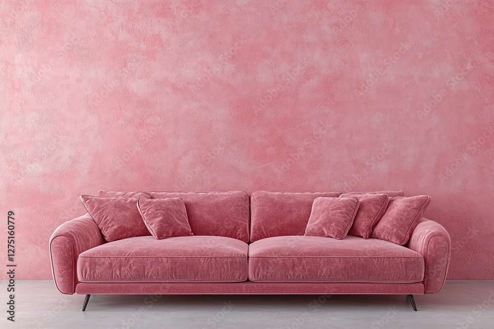 2025 trend color featured in luxurious living space, sofa and wall, 3D. 2025 trend color featured in luxurious living space, sofa and wall, 3D.