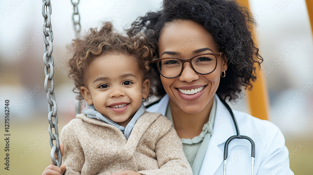 A doctor shares a light-hearted moment with a pediatric patient during a routine check-up, building trust and showcasing the importance of warmth and connection in healthcare. A doctor shares a light-hearted moment with a pediatric patient during a routine check-up, building trust and showcasing the importance of warmth and connection in healthcare.