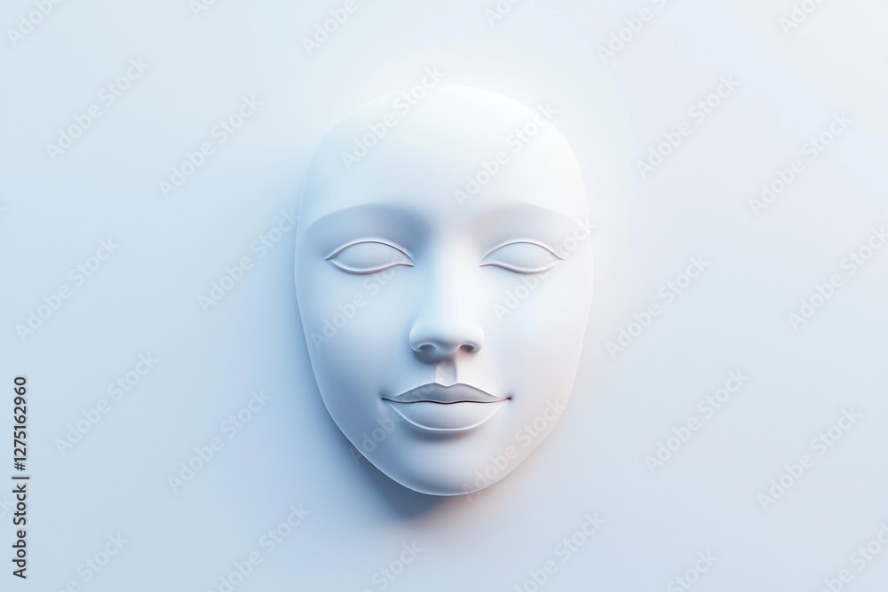 3D face scan design, sleek and modern icon for biometric technology on a white background. 3D face scan design, sleek and modern icon for biometric technology on a white background.