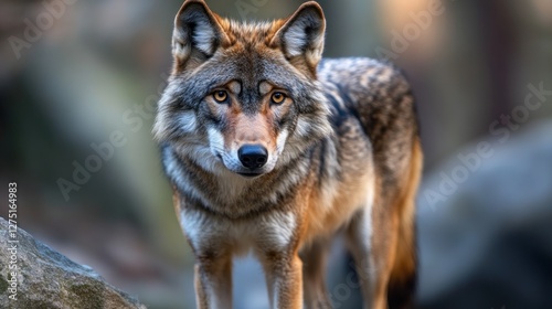 Majestic Red Wolf Portrait: A Wild Encounter in the Forest