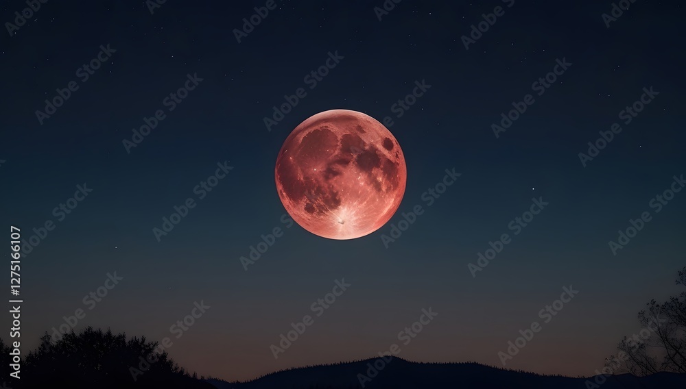 Fototapeta premium A bright full moon illuminates the dark night sky, casting its light through scattered clouds