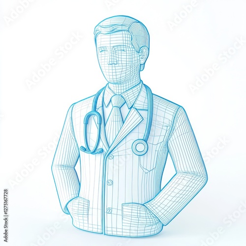 Wallpaper Mural 3D glyph of a doctor on white, representing healthcare professionals and medical care. Torontodigital.ca