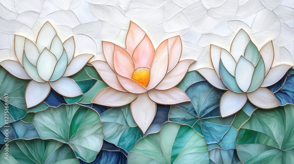 custom made wallpaper toronto digitalBeautiful Lotus Flowers on Water with Soft Pastels and Intricate Petal Details