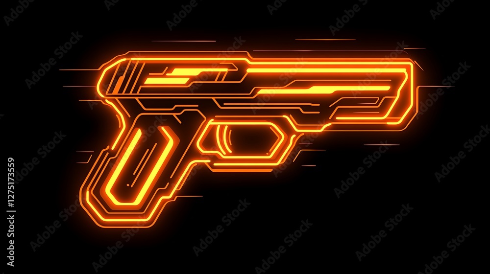 Futuristic pistol, dark background, game asset Futuristic pistol, dark background, game asset